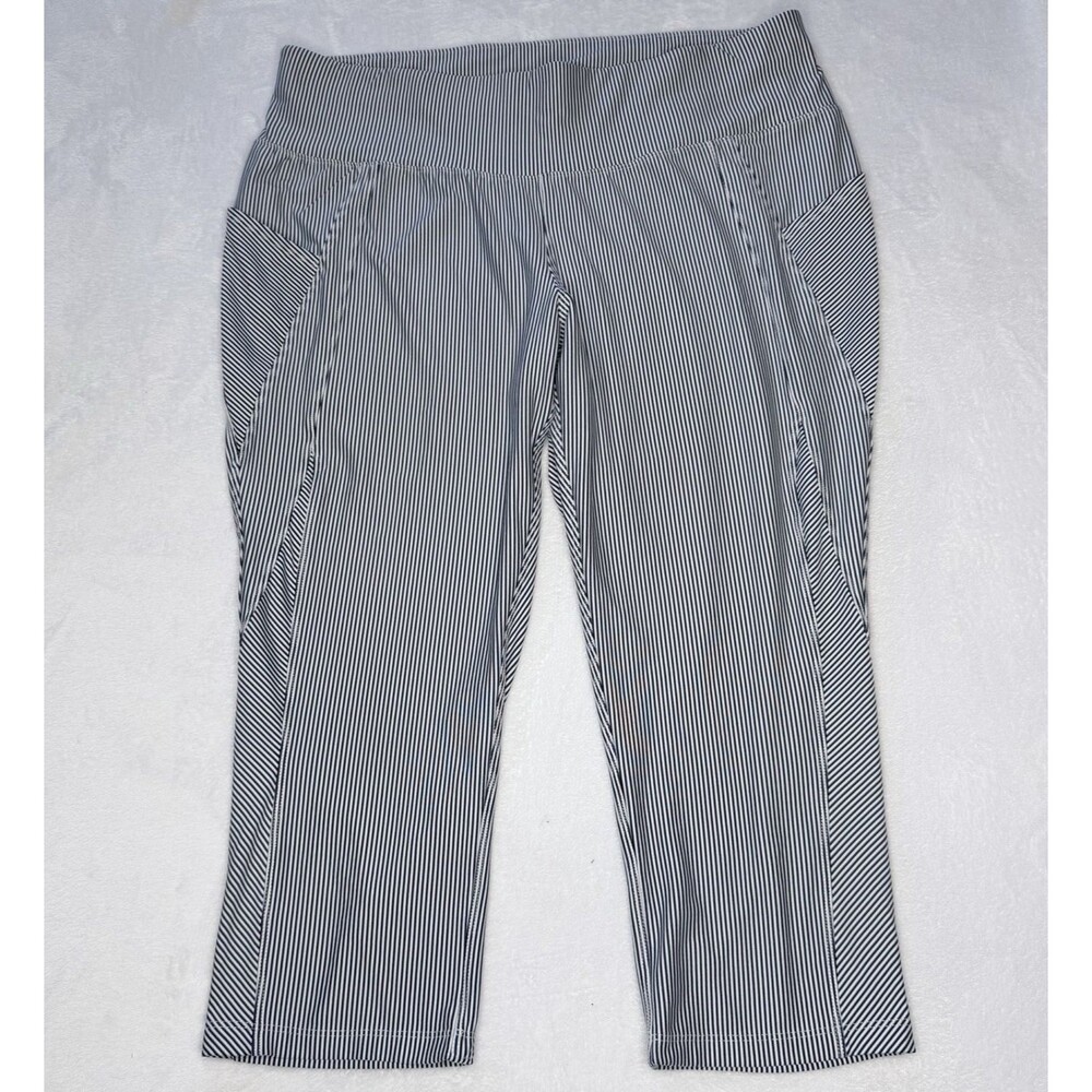 Lane Bryant LIVI Active Stretch Crop Pants Women's 18/20 Blue & White Stripes